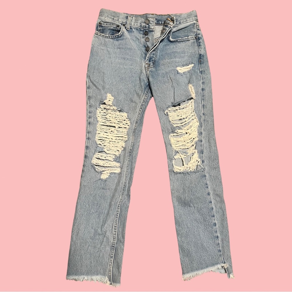 SZ 26 Carmar Vintage High Waisted Distressed Capris